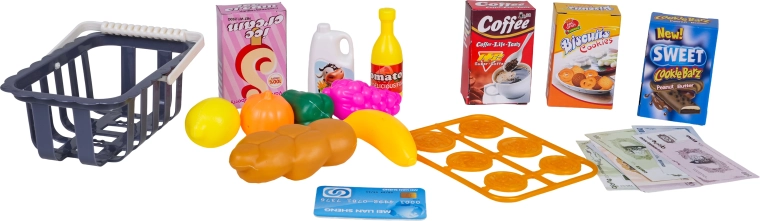 Korb und Lebensmittel für Rollenspiele