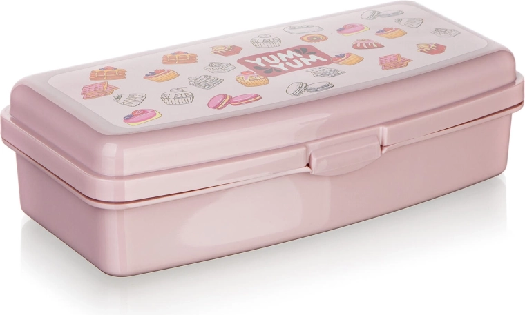 Rosa Snackbox YUM mit Klippverschluss 20 × 9,5 × 5,5 cm