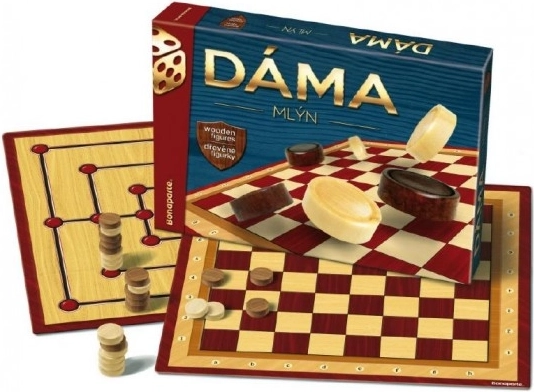 Dame und Mühle Holzsteine Gesellschaftsspiel