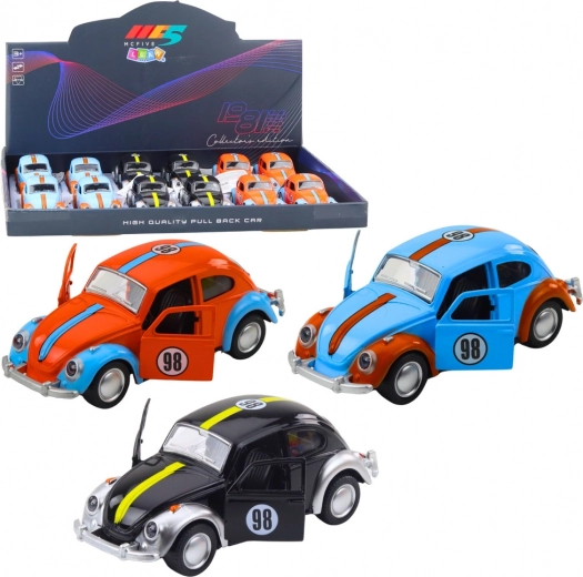 Metall-Retro-Käfer mit Pull-Back-Antrieb und öffnenden Türen 1:36