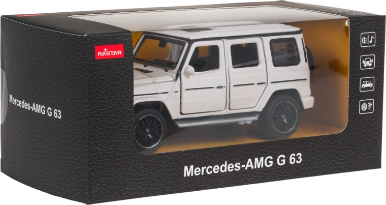 Metallmodell Mercedes-AMG G 63 mit Sound, weiß, RASTAR