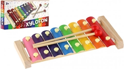 Kinderxylophon aus Holz und Metall mit Schlägeln 24 cm