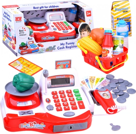 Kinderkasse mit Scanner und Waage, Korb und Zubehör