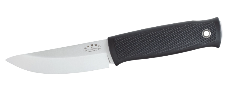 Fällkniven H1 Elmax Jagdmesser 10 cm, schwarz, Thermorun, Zytel-Scheide