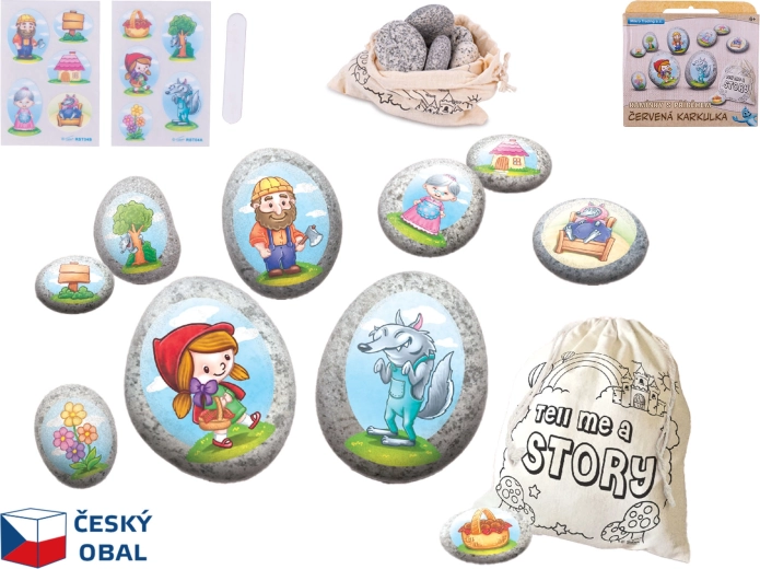 Märchenhafte Steinsammlung mit Rotkäppchen und Aufklebern