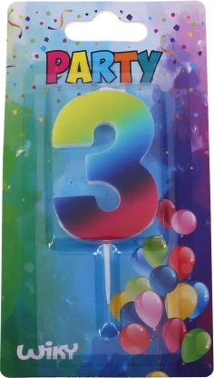 Partykerze Nummer Drei Regenbogen