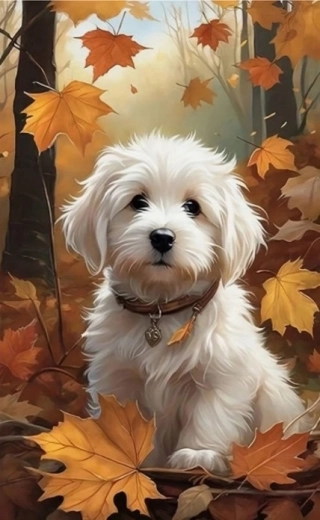 Norimpex Malen nach Zahlen Malteser im Herbst 40 × 50 cm