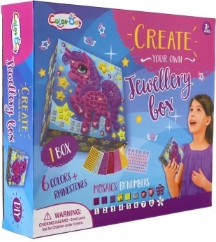 Kreativset Schmuckkästchen mit Einhorn – Mosaik nach Zahlen