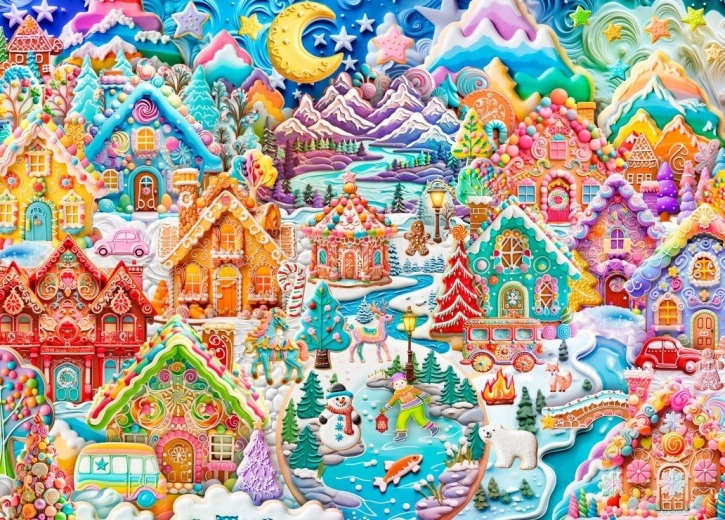 Puzzle Bunte Nacht in Cookietown 1500 Teile