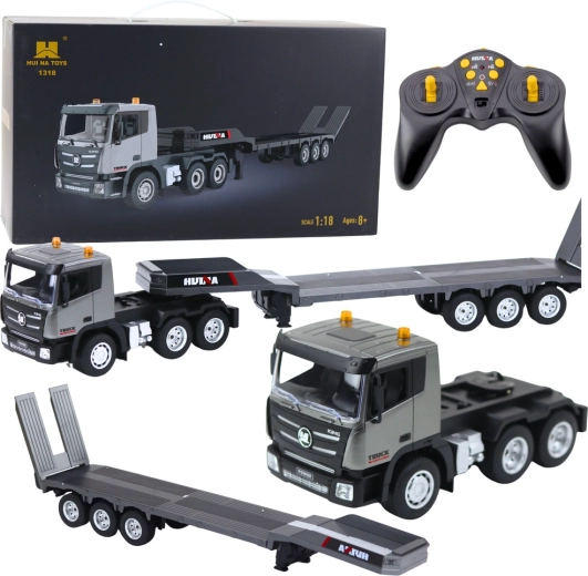 RC-Tieflader-Zugmaschine mit Plattformauflieger 1:18 HUI NA