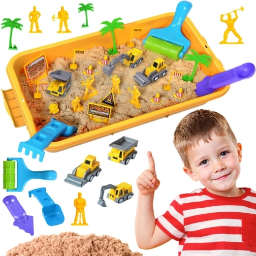 Woopie kinetischer Sand – Baustelle im Koffer, Fahrzeuge 1 kg