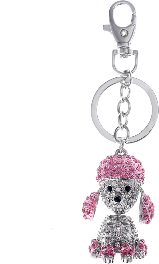 Schlüsselanhänger silberner Hund PINK