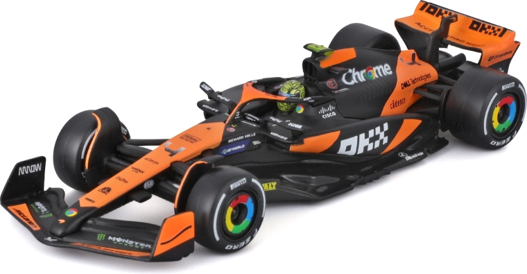 Metallmodell Bburago 1:43 McLaren MCL38 2024 #4 Lando Norris mit Fahrerfigur in Präsentationsbox