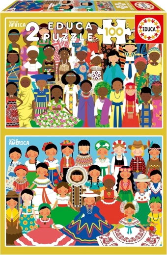 Educa Puzzle Mädchen aus Amerika und Afrika 2×100 Teile