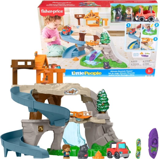 Fisher-Price Little People Großes Bergabenteuer – Spielset mit Strecke und Rutsche