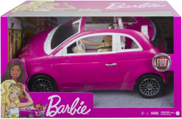 Barbie mit Fiat 500 Cabrio