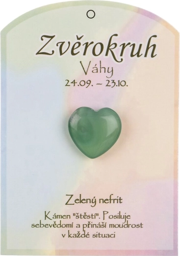 Grüner Nephrit in Herzform für das Sternzeichen Waage