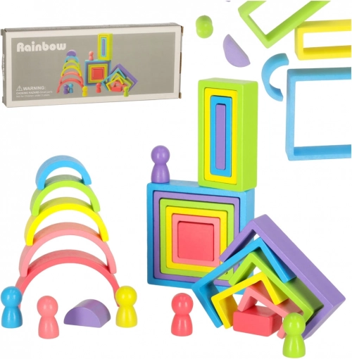 Holz-Regenbogen-Lernbausteine – Steckspiel und Puzzle für Kinder