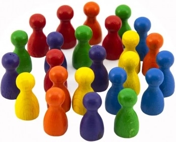 Holzfiguren 25mm 6 Farben - Gesellschaftsspiel
