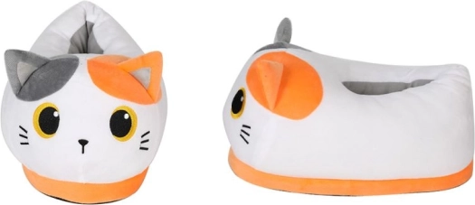 Plüsch-Hausschuhe orange Katzen