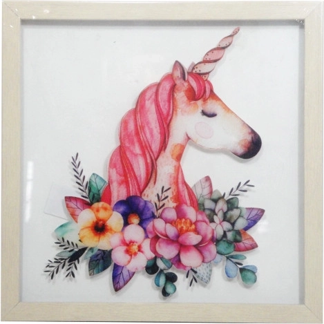 Bild mit Einhorn im Rahmen 30 × 30 cm