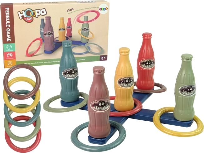 Wurfspiel mit Ringen auf Flaschen mit Punktewertung, 10 Teile