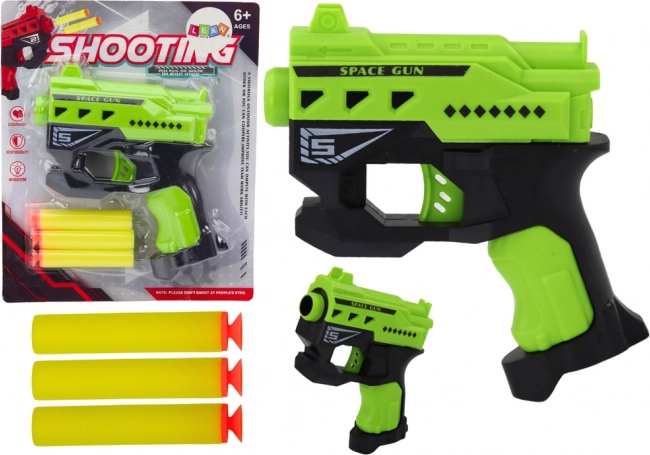 Mini-Pistole für Schaumstoffpfeile mit Saugnäpfen, grün