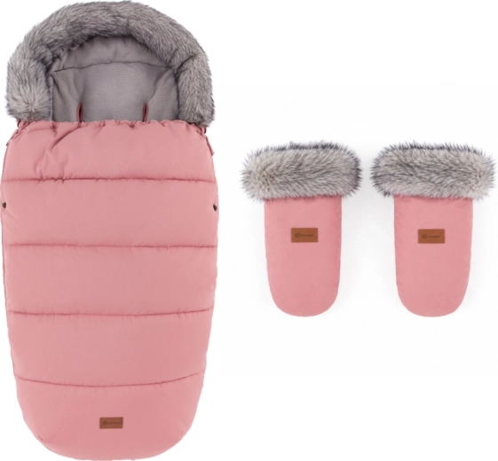 Petite&Mars Winterset Fußsack Comfy 4v1 und Kinderwagenhandschuhe Fjora old rose