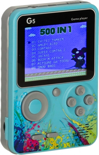 Tragbare Retro-Spielkonsole Mini – 500 Spiele, blau