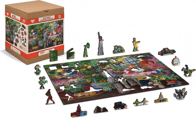Holzpuzzle beidseitig 2-in-1 Blumenladen, 400 Teile – WOODEN CITY