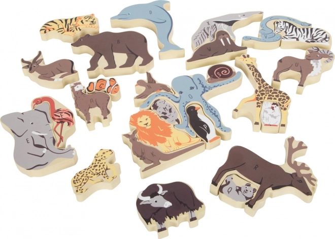 Holzpuzzle Tiere mit Alphabet