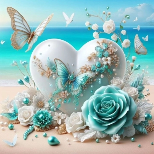 Diamantmalerei Herz mit Schmetterlingen 30 × 40 cm