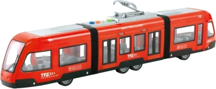 Rote Straßenbahn mit Schwungrad 1:16