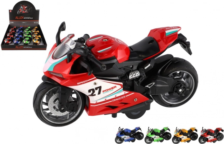 Plastik-Straßenmotorrad 13 cm mit Rückziehmotor, Licht und Sound