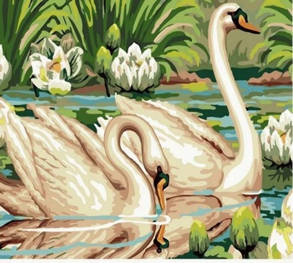 Norimpex Malen nach Zahlen Schwäne im Teich 40 × 50 cm