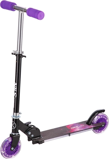 Klappbarer Kinderroller NILS Extreme mit LED-Rädern, lila
