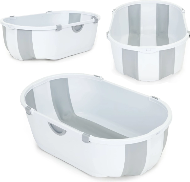 Babybadewanne, faltbare Reisewanne, grauer Ablauf