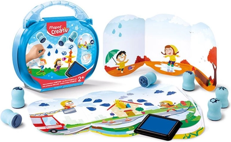 Creativ Stempel mit Wettermotiven im Koffer