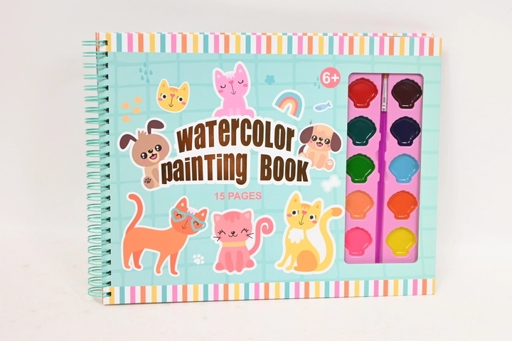 Stnux Malbuch mit Wasserfarben, 10 Farben