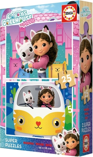 Educa Holzpuzzle Gabby’s Zauberhaus 2 x 25 Teile