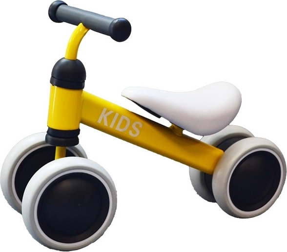 Kinder-Laufrad KIDS – aus Metall, 4 Räder, gelb