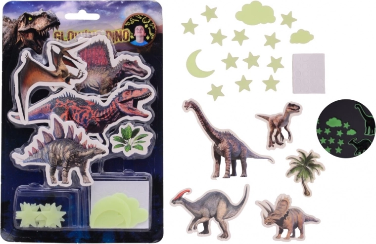Leuchtende Dinosaurier an der Wand
