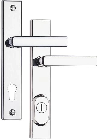 Sicherheitsbeschlag R4 für Türen, Lochabstand 90 mm, Edelstahl Chrom