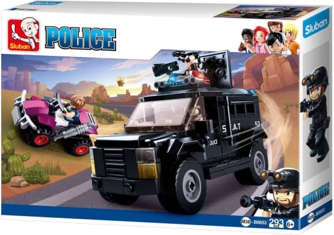 Sluban Polizei-SWAT-Fahrzeug mit Quad und Figuren