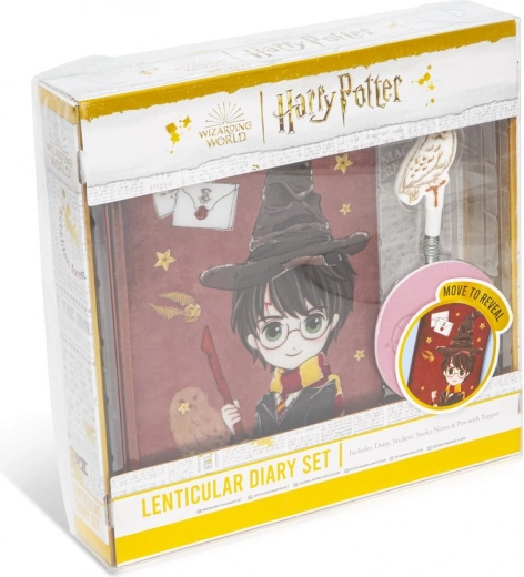 Lentikuläres Tagebuch-Set Harry Potter mit Stift, Aufklebern und Haftnotizen