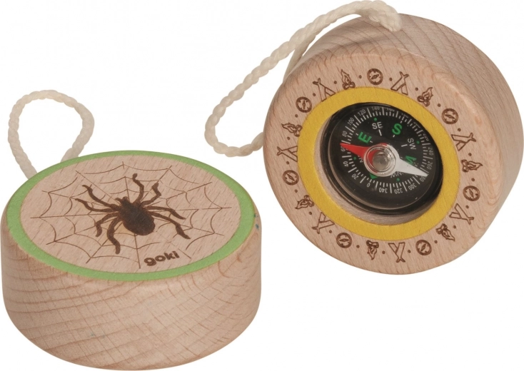 Holzkompass mit Spinnenmotiv GOKI