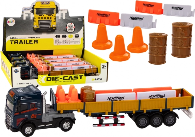 Blaues Lkw-Set mit Anhänger 1:24 mit Licht und Sound