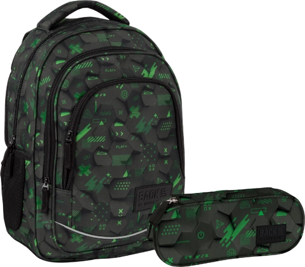 Preisgünstiges Schulset BackUP Hexa Game 2v1 – Rucksack und Federmäppchen