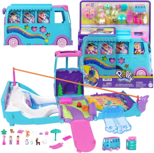Polly Pocket Abenteuer-Reisefahrzeug mit 2 Puppen und Zubehör