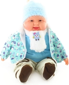 Große Babypuppe – Junge mit Eulenmotiv